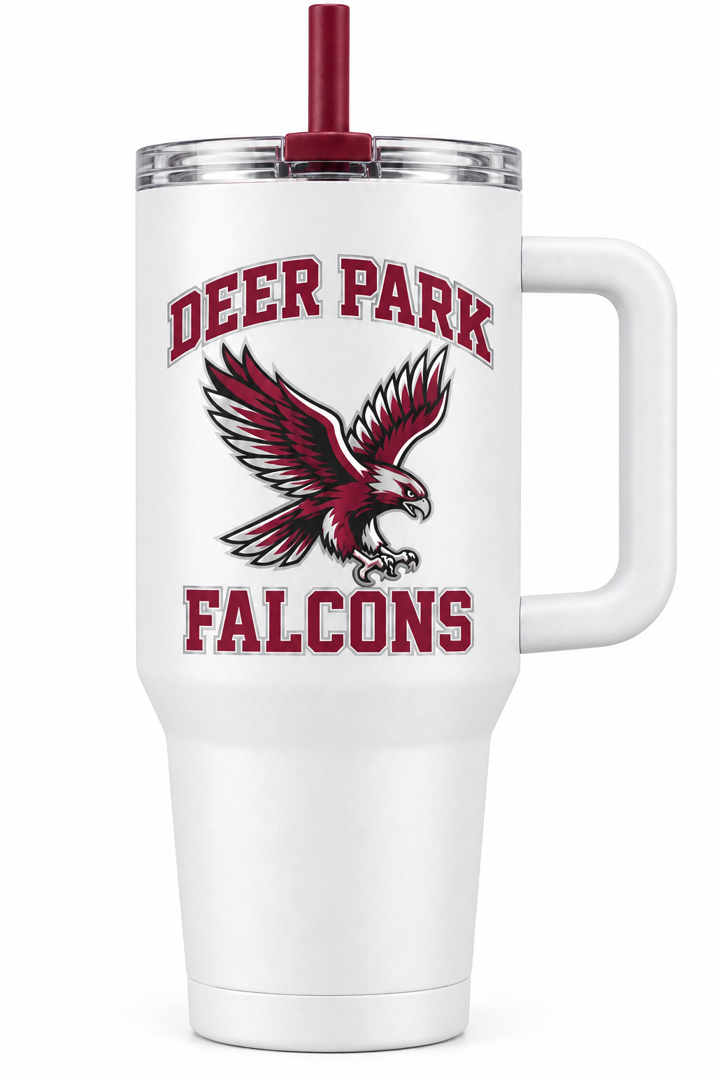 Deer Park Falcons handled-tumbler — White