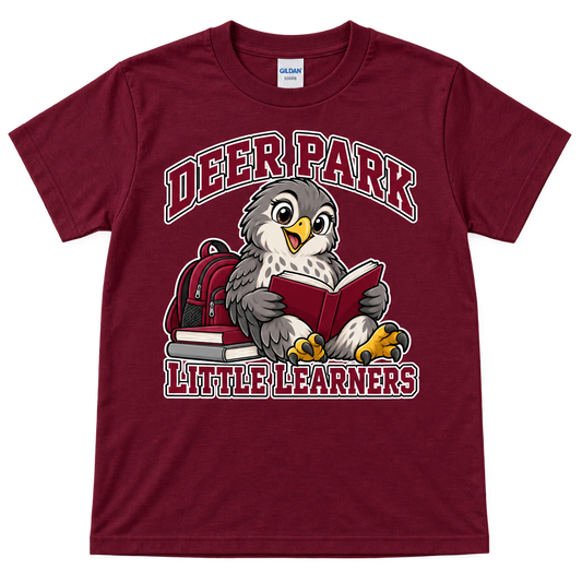Deer Park Little Falcons little learner youth T-shirt in maroon, front view