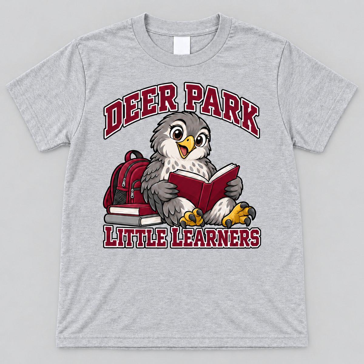 Deer Park Little Falcons little learner youth T-shirt in sport grey, front view
