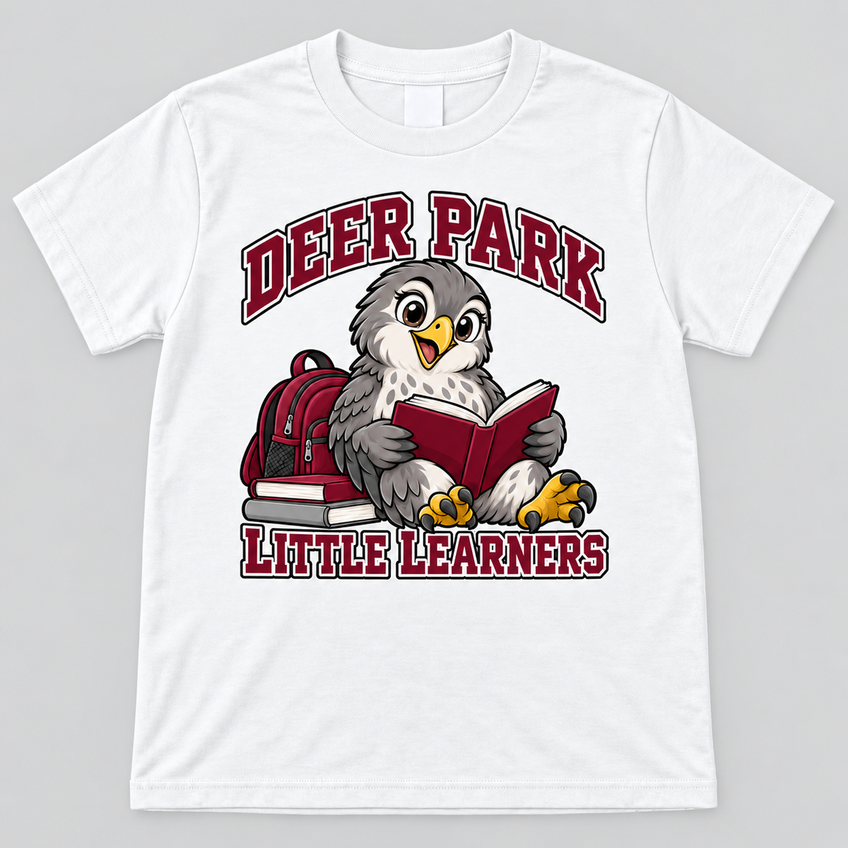 Deer Park Little Falcons little learner youth T-shirt in white, front view