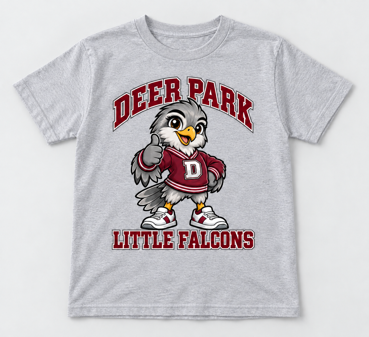 Deer Park Little Falcons Varsity Youth T-Shirt in Sport Grey, front view