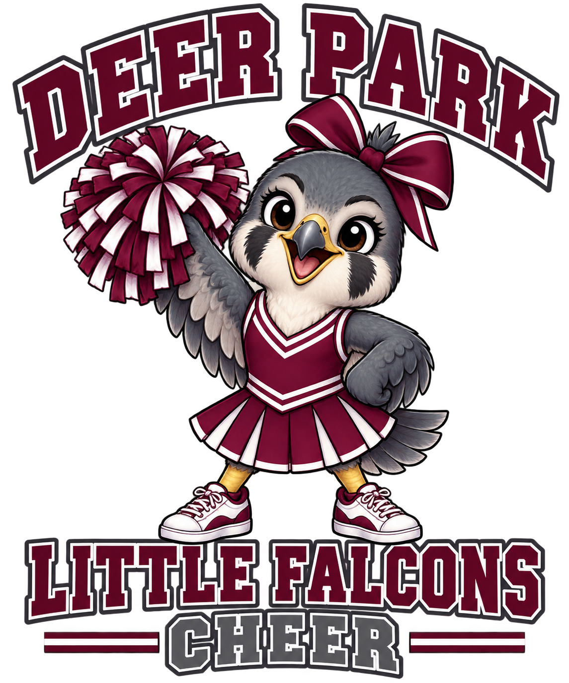 Deer Park Little Falcons Cheer artwork detail for youth left-chest decoration
