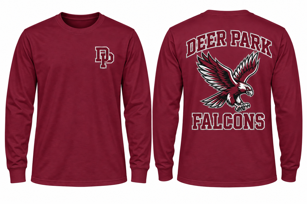 Deer Park Varsity Long Sleeve Tee — Maroon