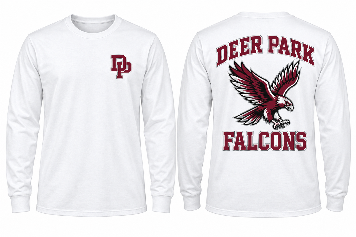 Deer Park Varsity Long Sleeve Tee — White
