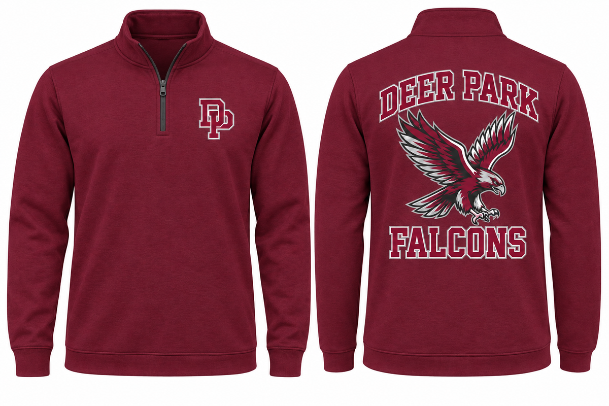 Deer Park Varsity Quarter Zip — Maroon