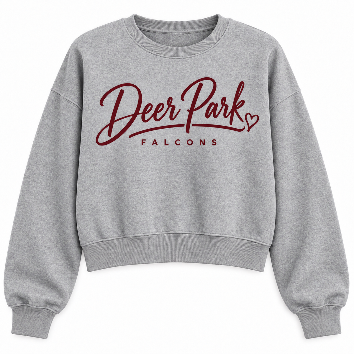 Deer Park Women's Script Cropped Sweatshirt — Heather Gray