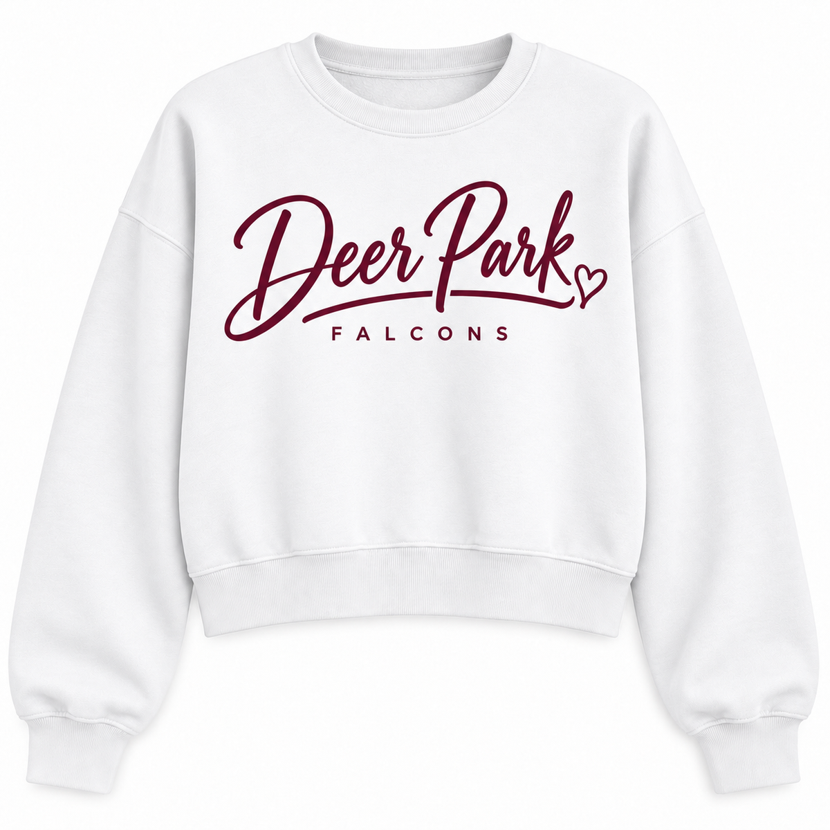 Deer Park Women's Script Cropped Sweatshirt — White