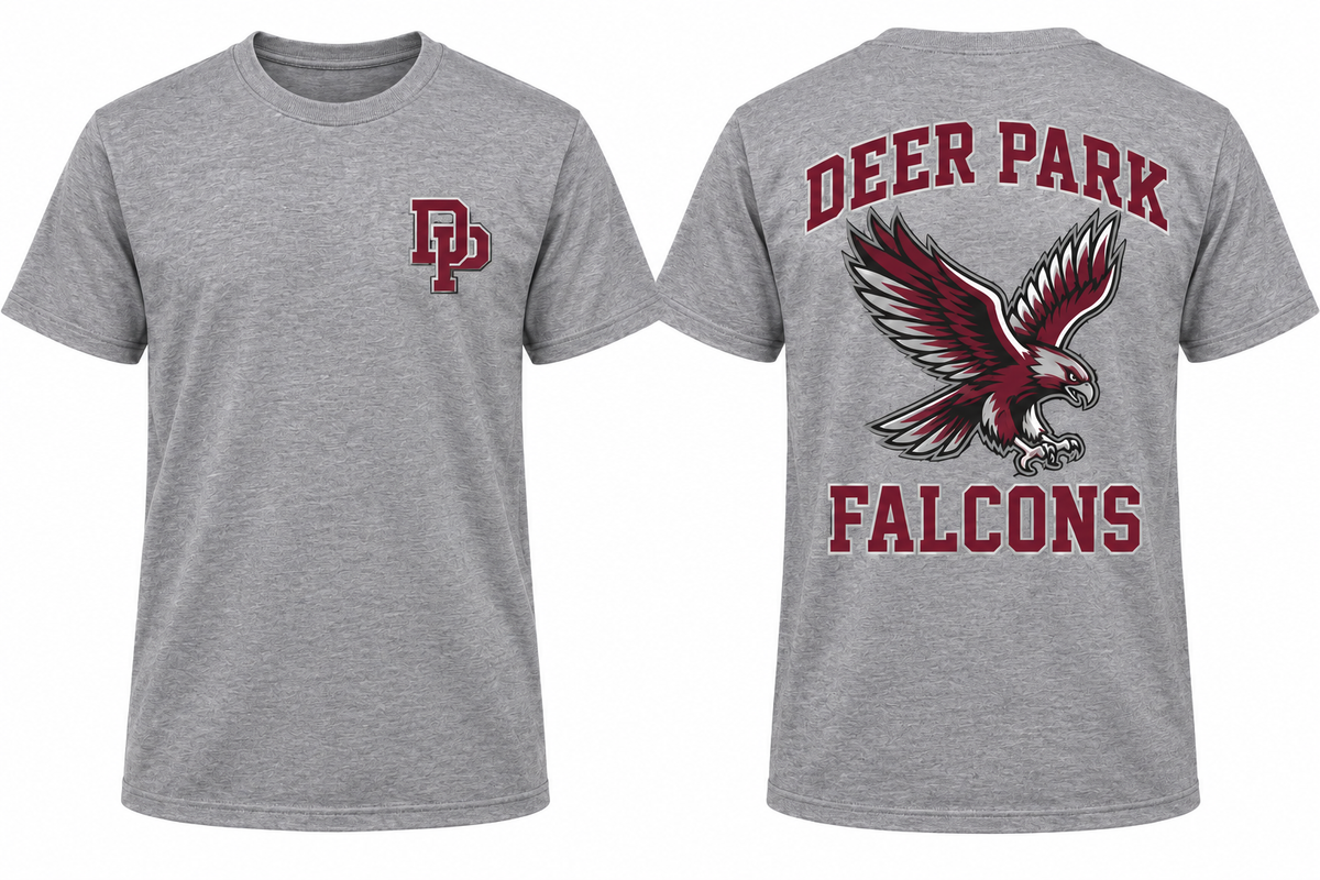 Deer Park Falcons short sleeve t-shirt — Heather Gray