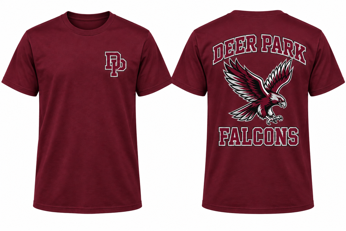 Deer Park Falcons short sleeve t-shirt — Maroon