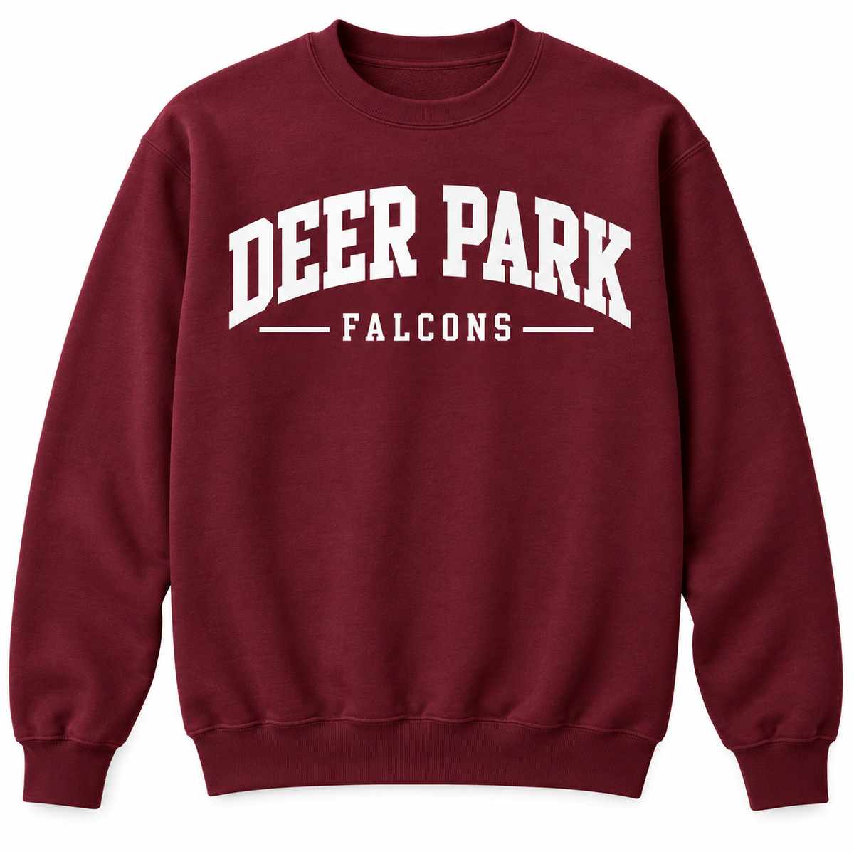 Deer Park Collegiate Unisex Crewneck Sweatshirt — Maroon