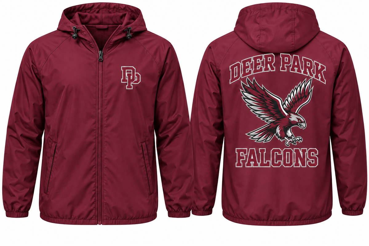 Deer Park Falcons windbreaker — Maroon