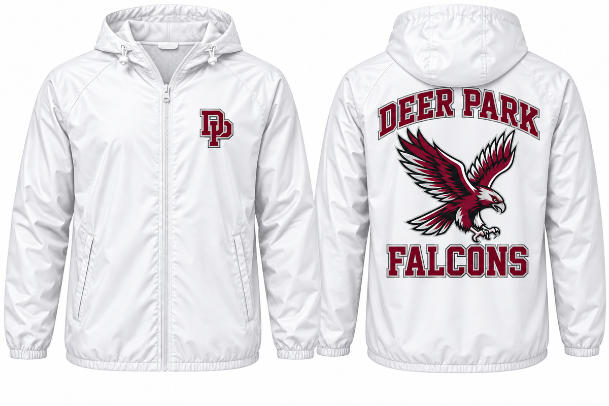 Deer Park Falcons Varsity Windbreaker — White