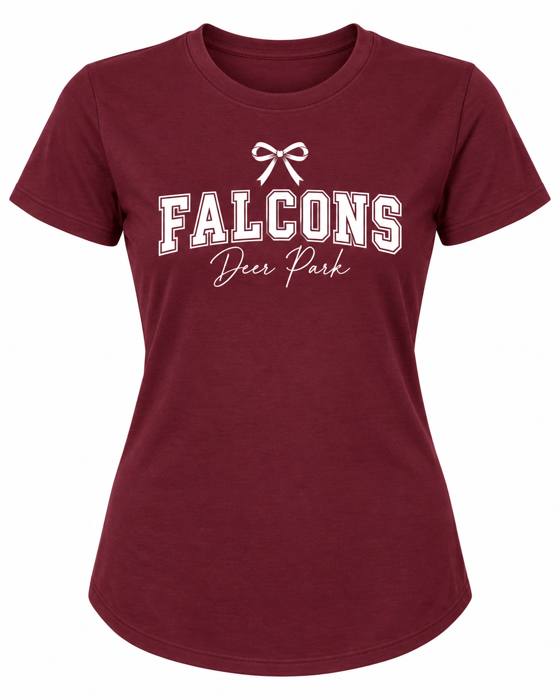 Deer Park Women's Falcons Fitted Tee — Maroon