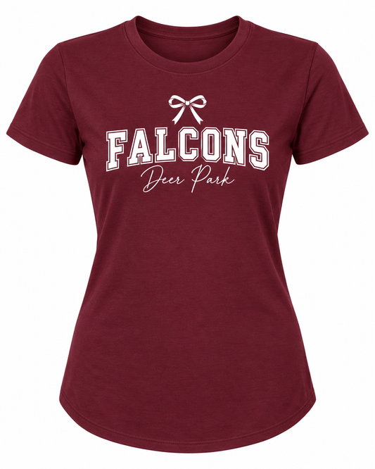 Deer Park Women's Falcons Fitted Tee — Maroon