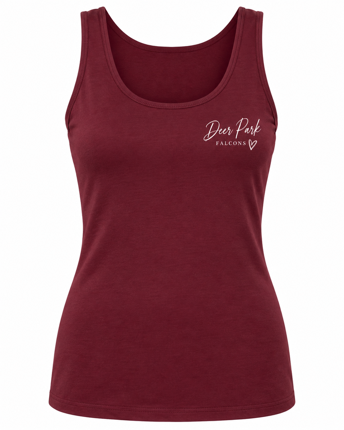 Deer Park Women's Script Layering Tank — Maroon