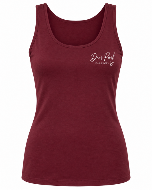 Deer Park Women's Script Layering Tank — Maroon