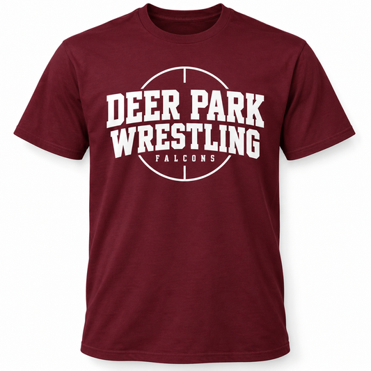 Deer Park Wrestling Mat Club Tee — Maroon