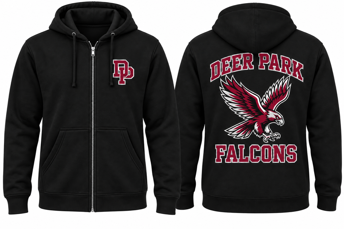 Deer Park Falcons zip-hoodie — Black