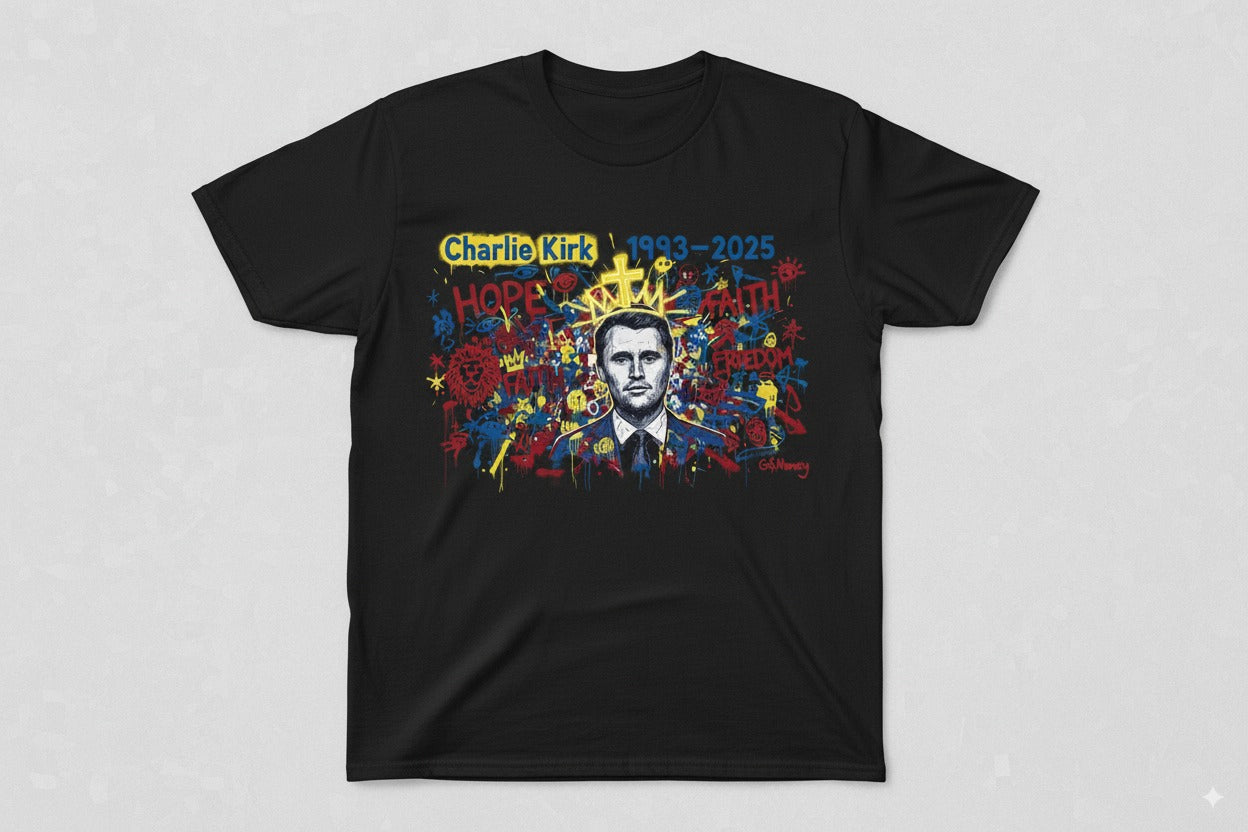Charlie Kirk Tribute Mural Tee (Black) – Limited Edition