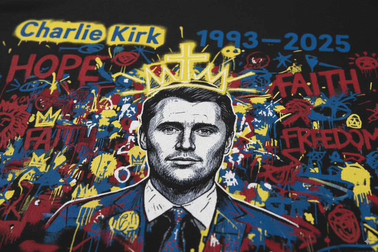Charlie Kirk Tribute Mural Tee (Black) – Limited Edition