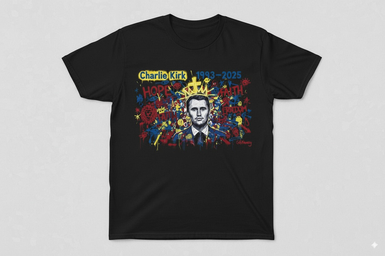 Charlie Kirk Tribute Mural Tee (Black) – Limited Edition