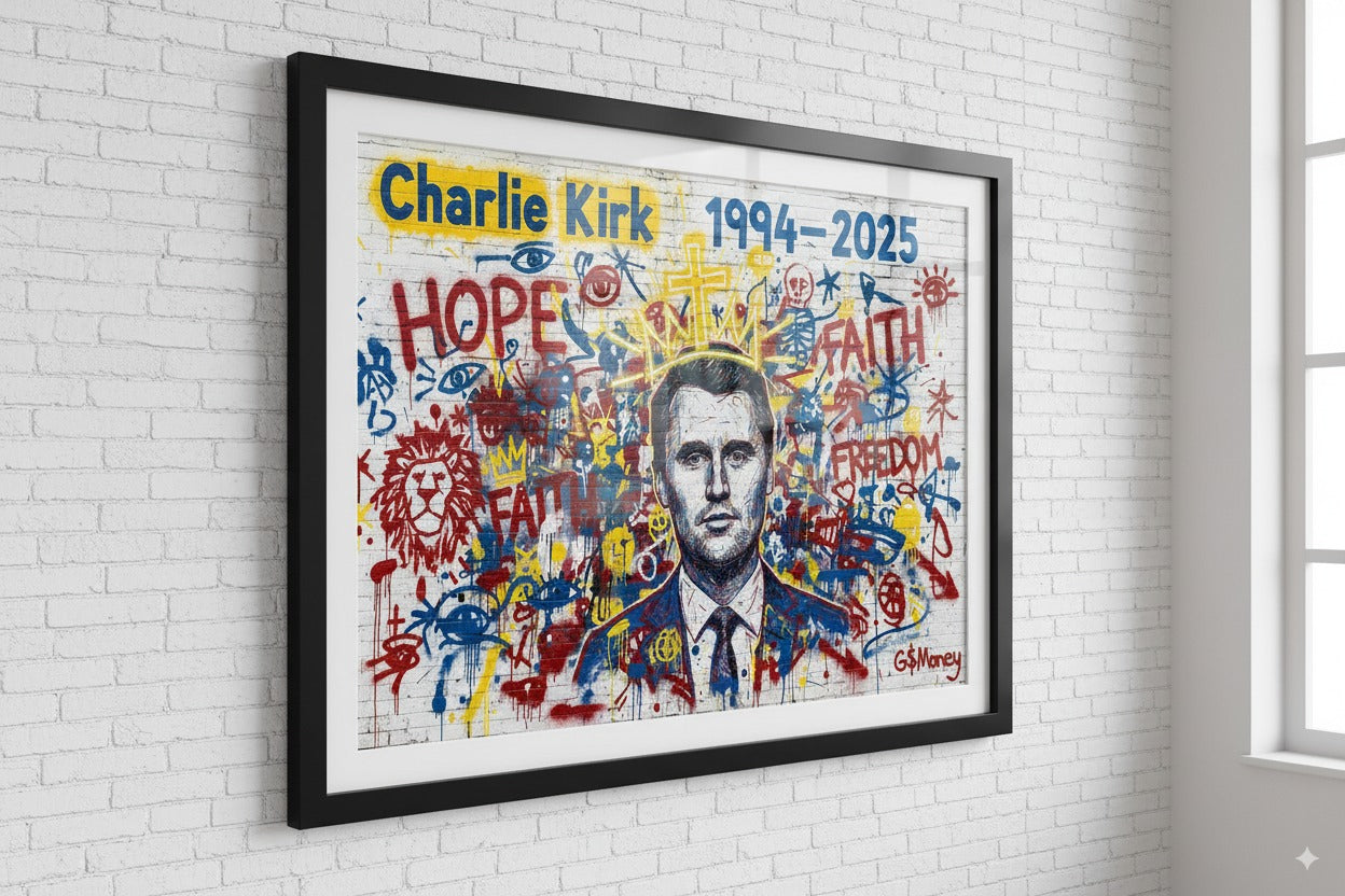 Charlie Kirk: Faith, Freedom, Hope" Limited Edition Resin Portrait (20x30 inches)