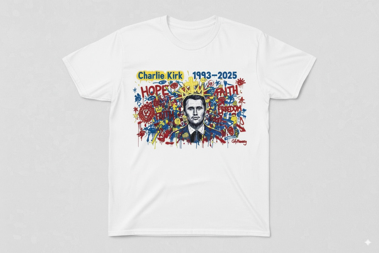 Charlie Kirk 1993-2025 Graffiti Art Tribute T-Shirt (White)