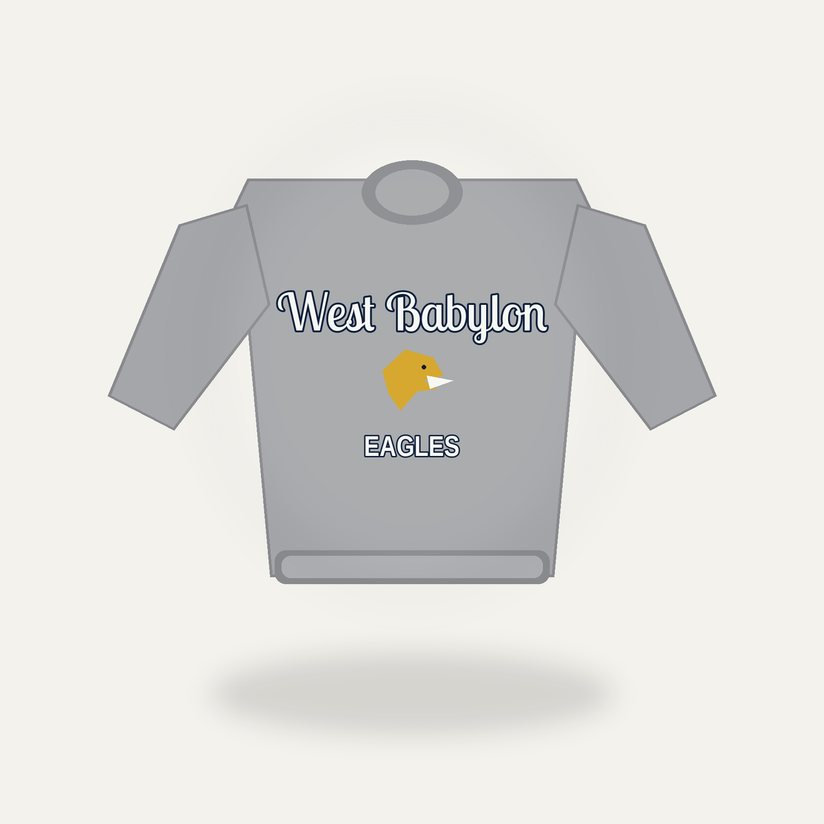 West Babylon Eagles women's heritage script cropped crewneck - primary product mockup