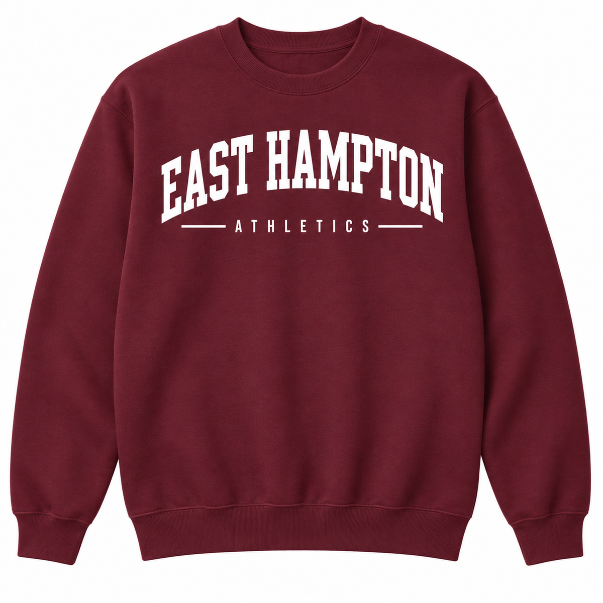 East Hampton Collegiate Athletics Unisex Crewneck — Maroon