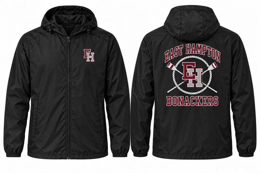 East Hampton Bonackers Varsity Windbreaker — Black front and back
