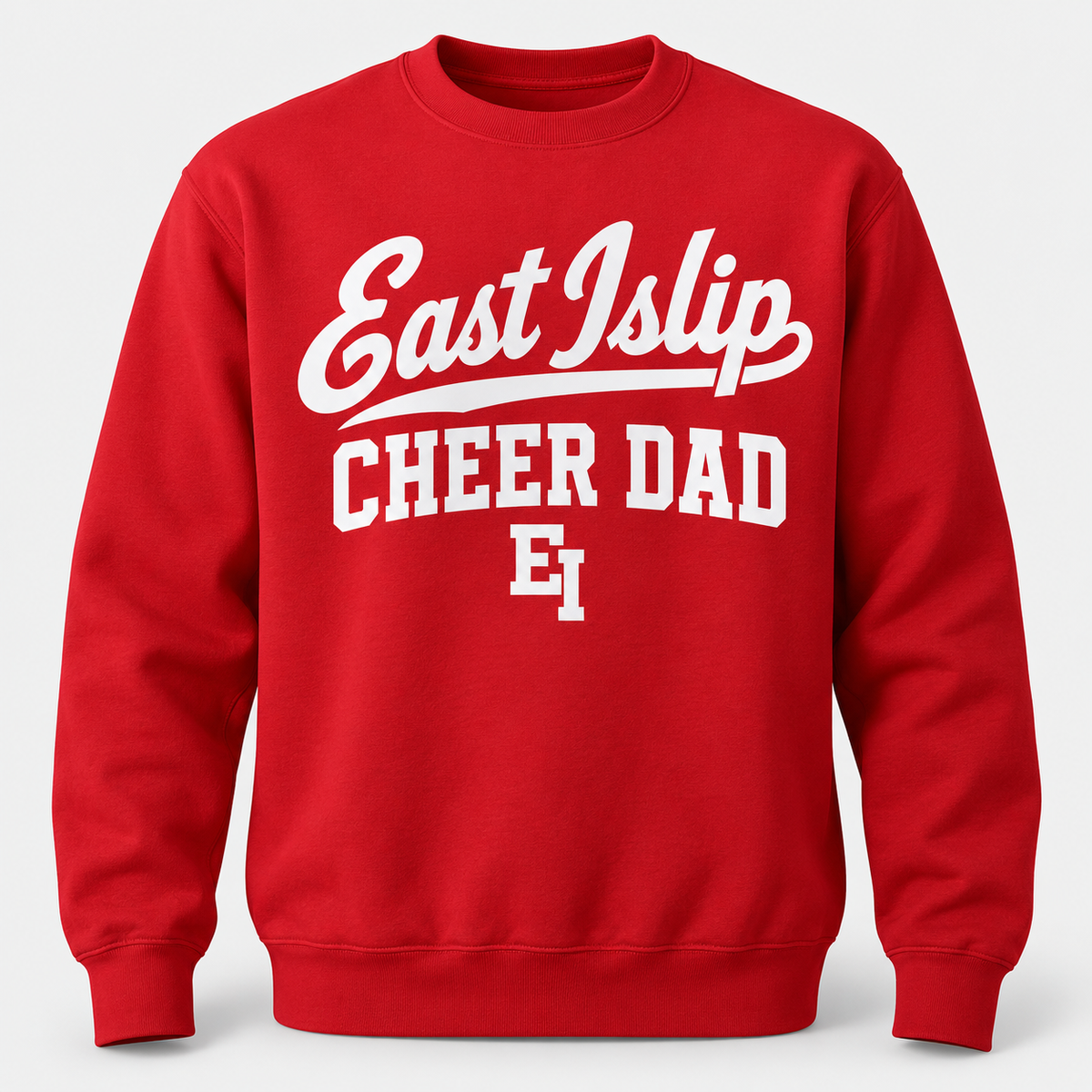 East Islip Cheer Dad Heritage Script Crewneck - Red