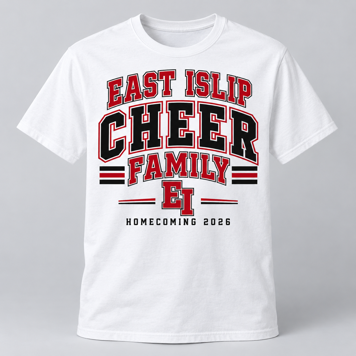 East Islip Cheer Homecoming 2026 Cheer Family T-Shirt product mockup