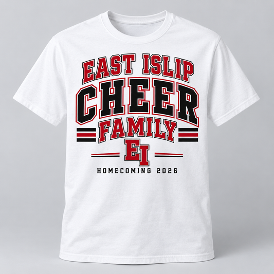 East Islip Cheer Homecoming 2026 Cheer Family T-Shirt product mockup