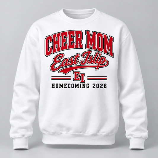 East Islip Cheer Homecoming 2026 Cheer Mom Championship Crewneck product mockup