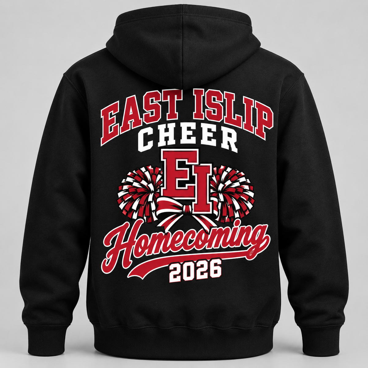 East Islip Cheer Homecoming 2026 Youth Sideline Hoodie product mockup