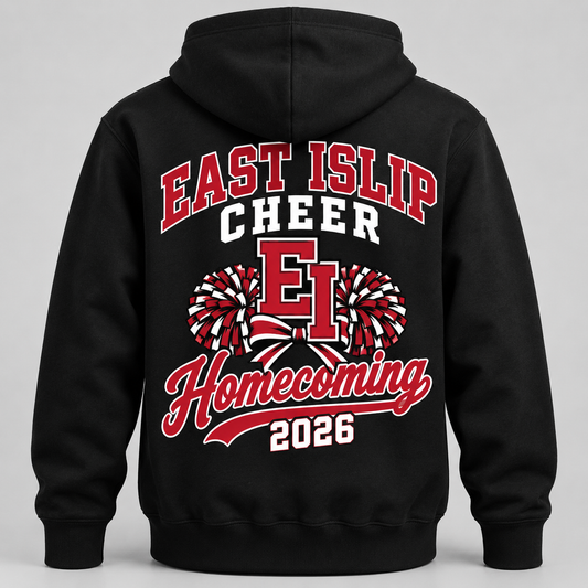 East Islip Cheer Homecoming 2026 Youth Sideline Hoodie product mockup