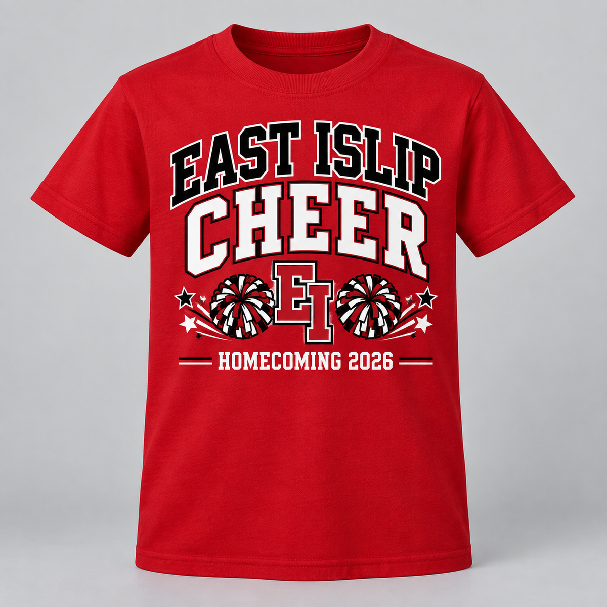 East Islip Cheer Homecoming 2026 Youth Varsity Tee product mockup