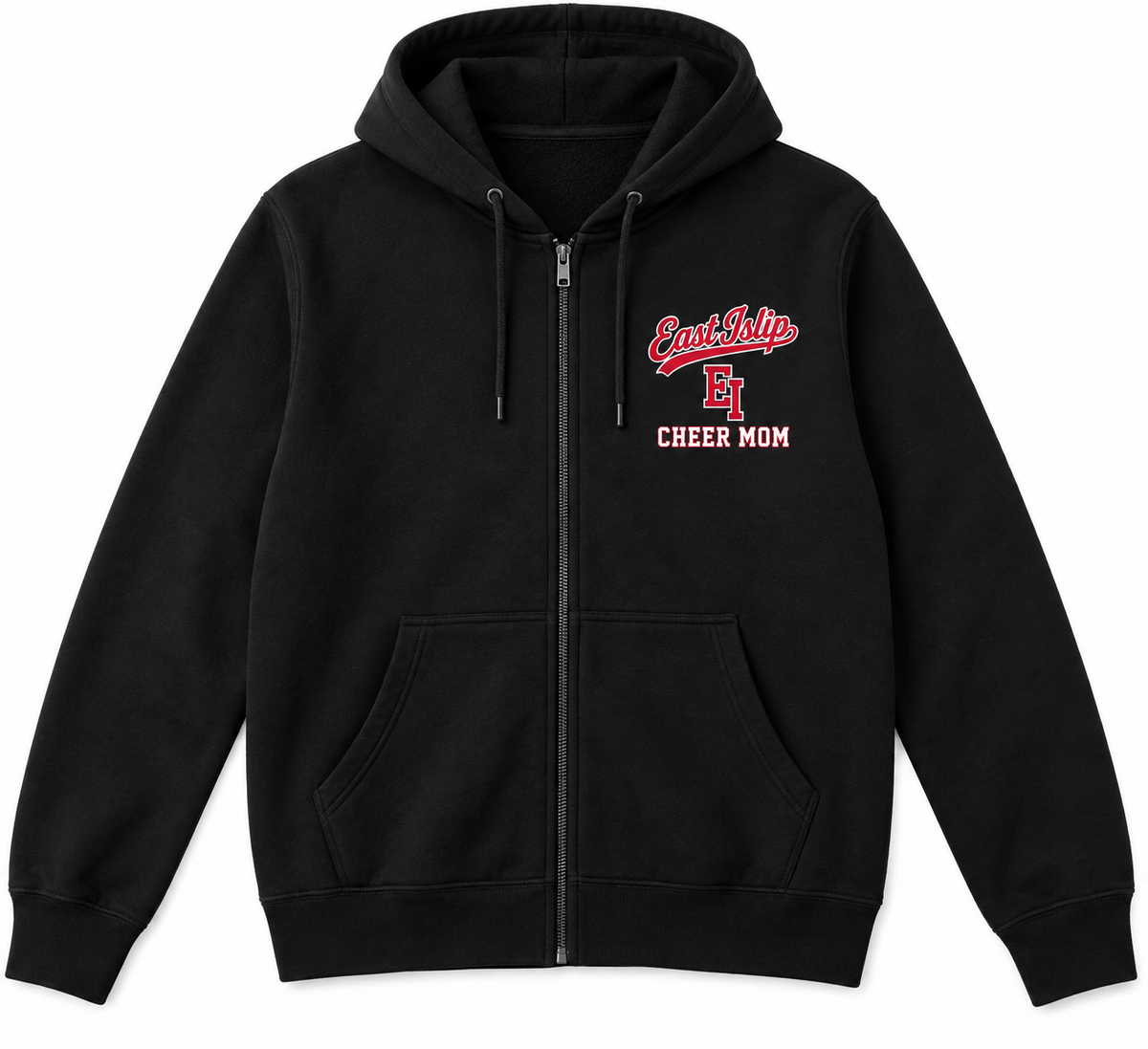 East Islip Cheer Mom EI Sideline Full-Zip Hoodie in Jet Black