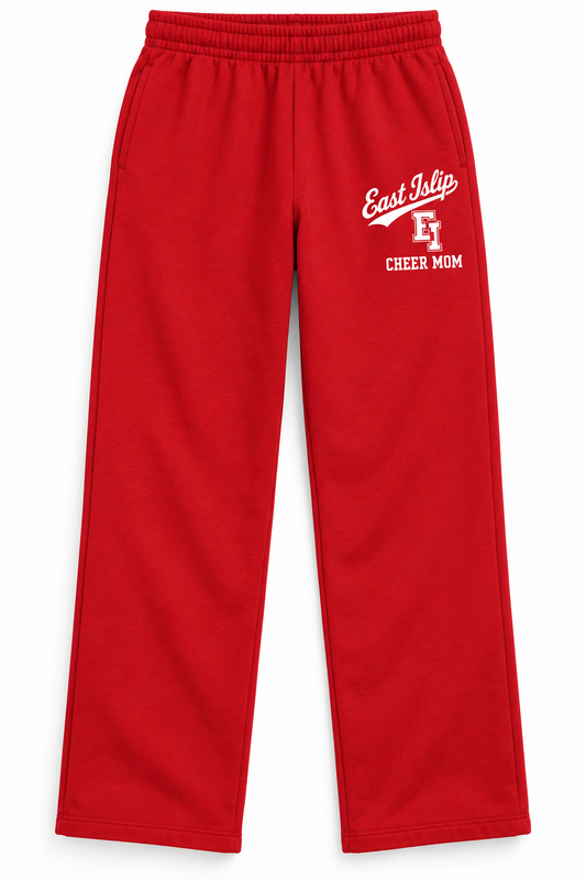 East Islip Cheer Mom Solid Fleece Lounge Pants in Red