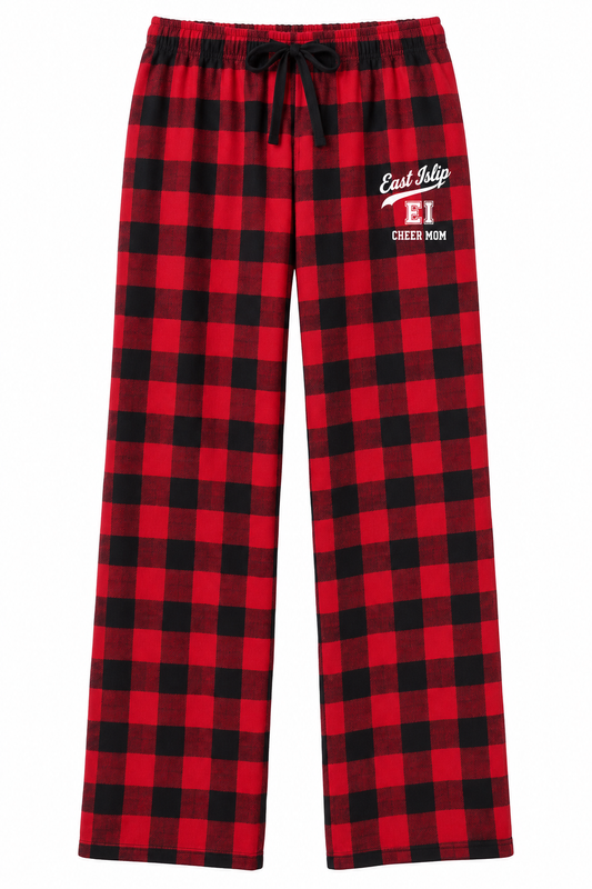 East Islip Cheer Mom Flannel Pajama Pants in Red/Black