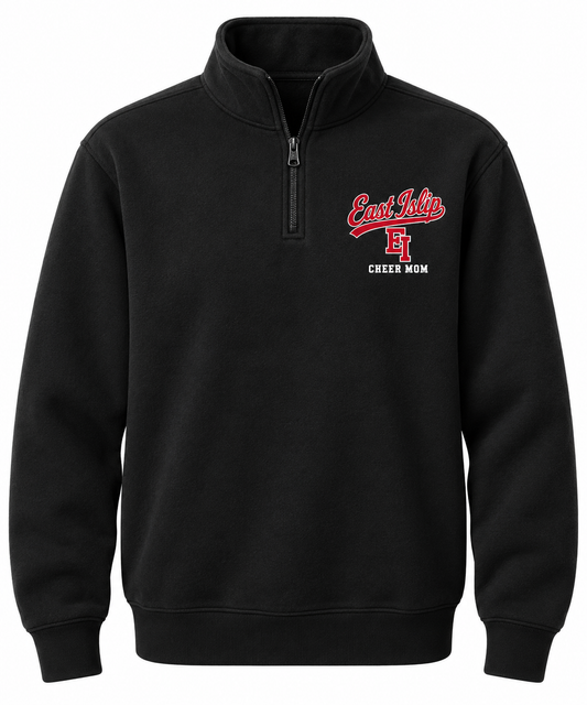 East Islip Cheer Mom EI Sideline Quarter Zip in Jet Black