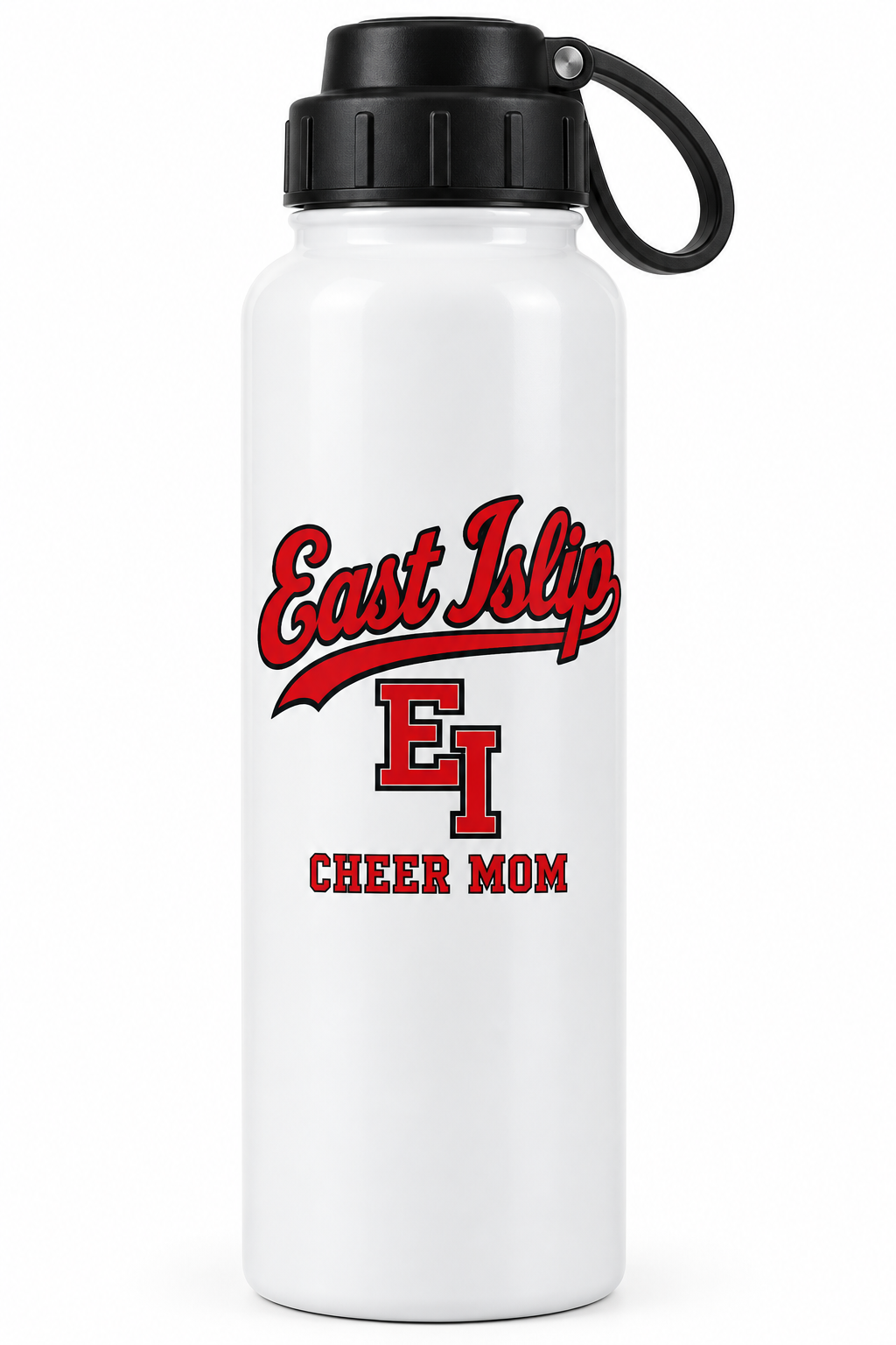 East Islip Cheer Mom EI Script 25 oz Water Bottle in White
