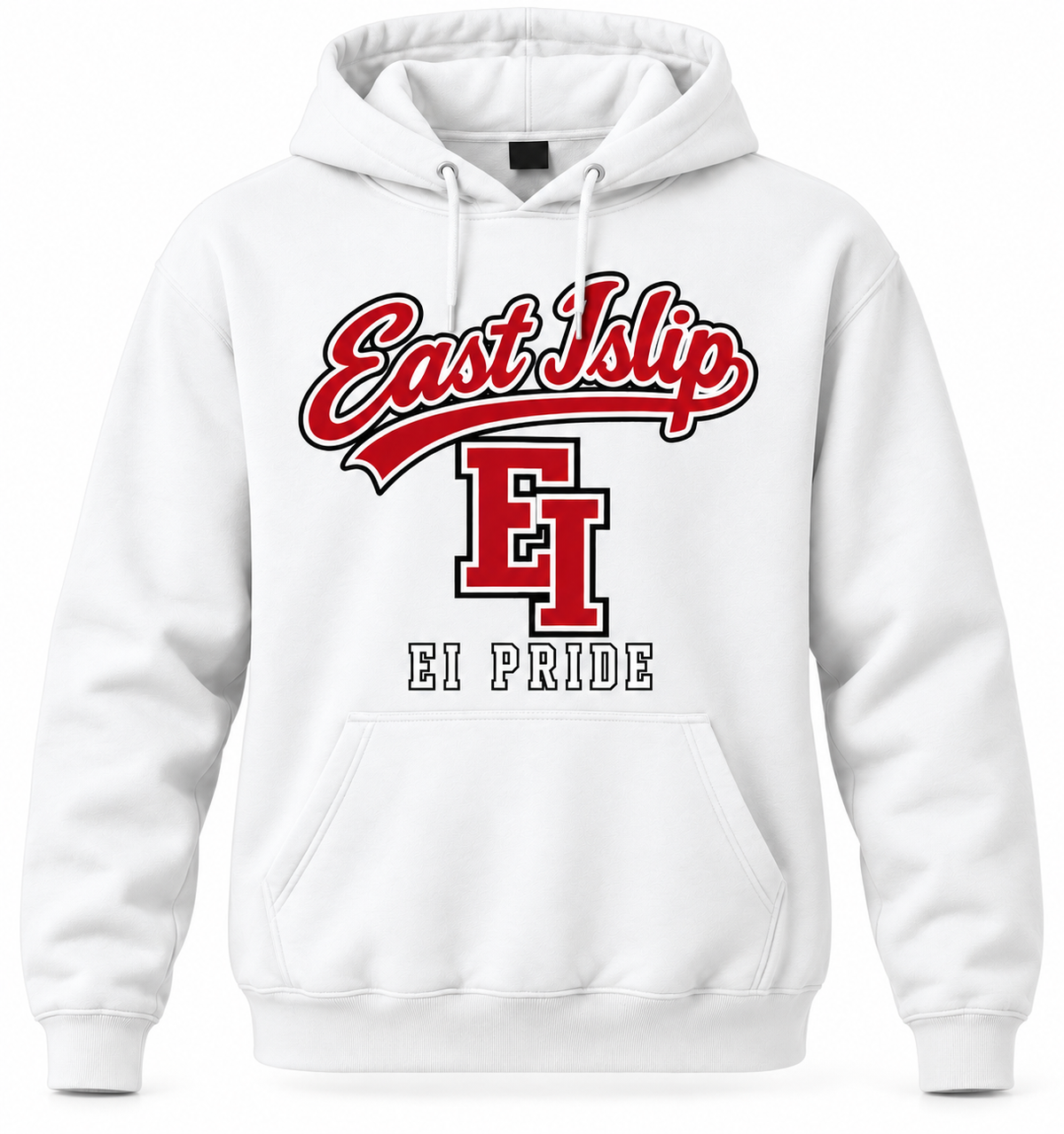 East Islip heritage-script Adult Hoodie in White
