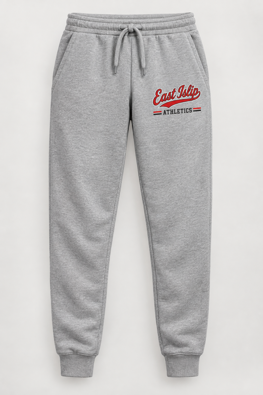 East Islip Heritage Script Joggers in Heather Gray — front view