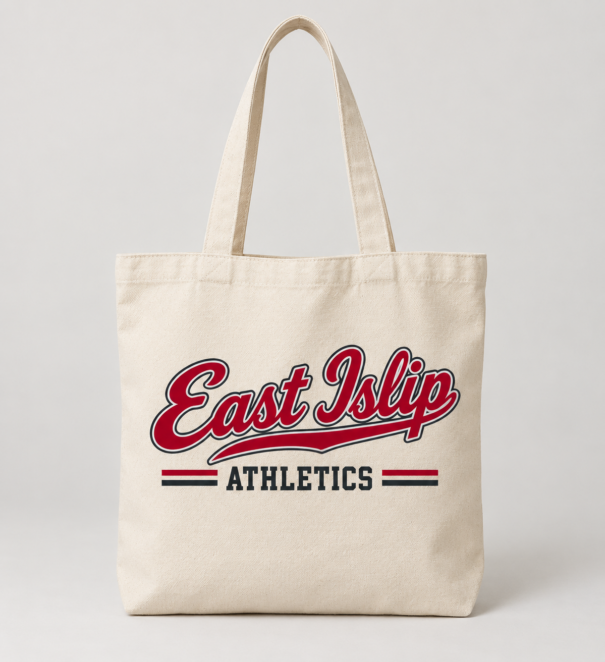 East Islip Heritage Script Tote Bag in Natural — front view