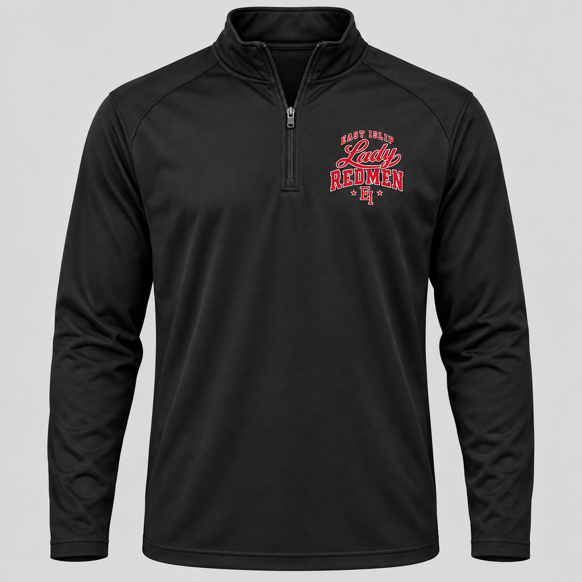 East Islip Lady Redmen Adult Quarter-Zip in Black