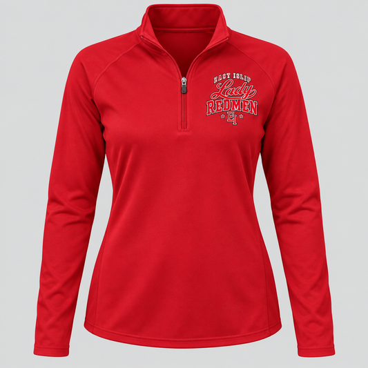 East Islip Lady Redmen Women's Quarter-Zip in Red