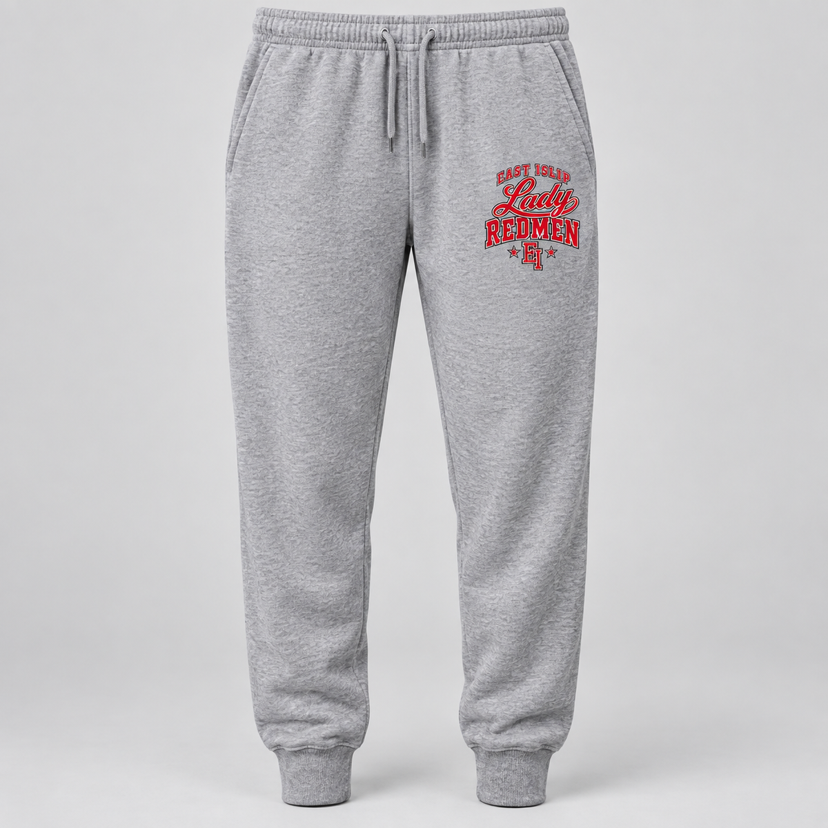 East Islip Lady Redmen Adult Joggers in Heather Gray