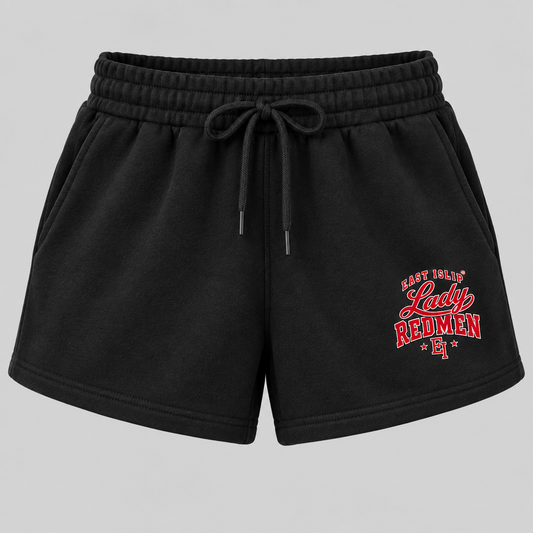 East Islip Lady Redmen Women's Fleece Shorts in Black