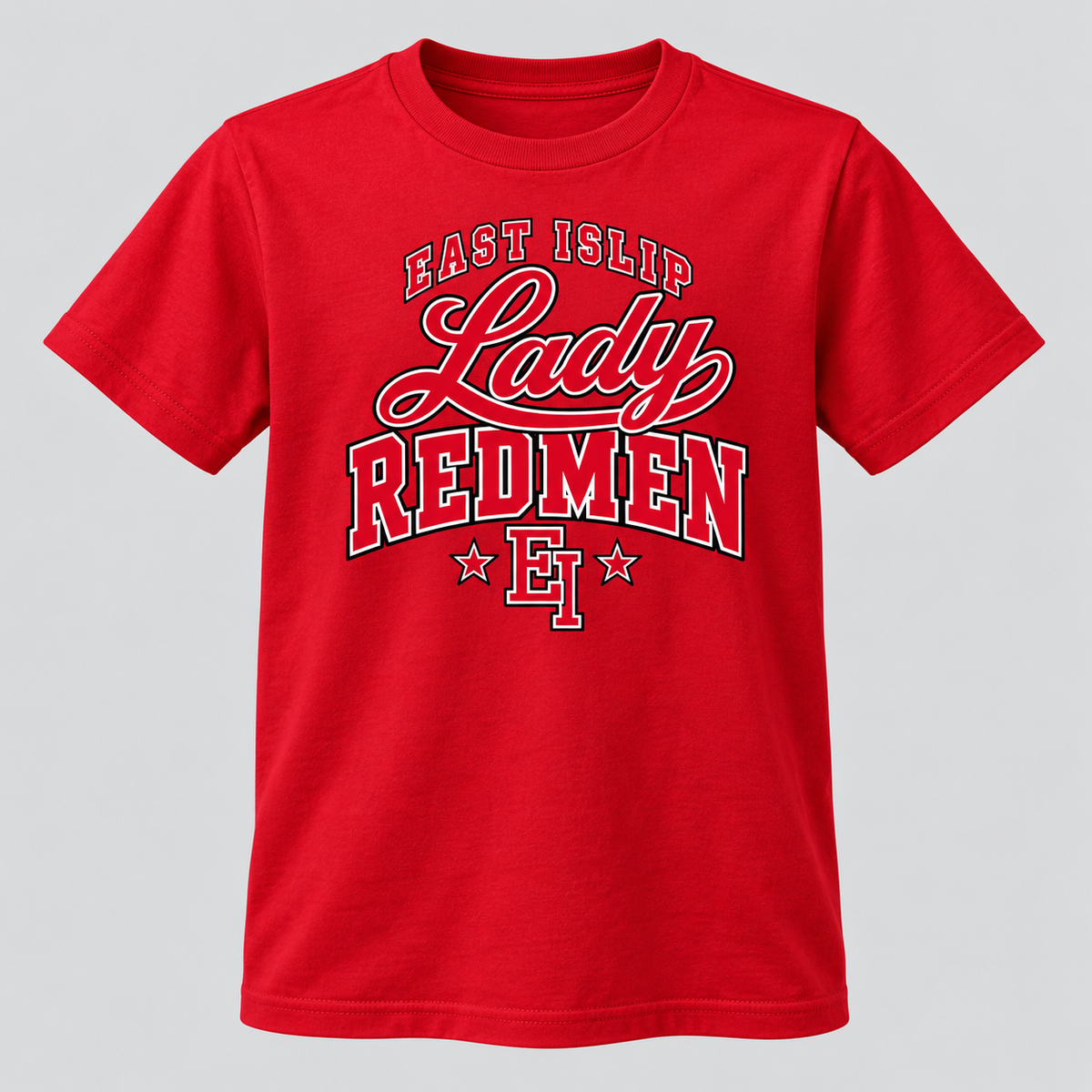 East Islip Lady Redmen Youth Varsity Tee in Red